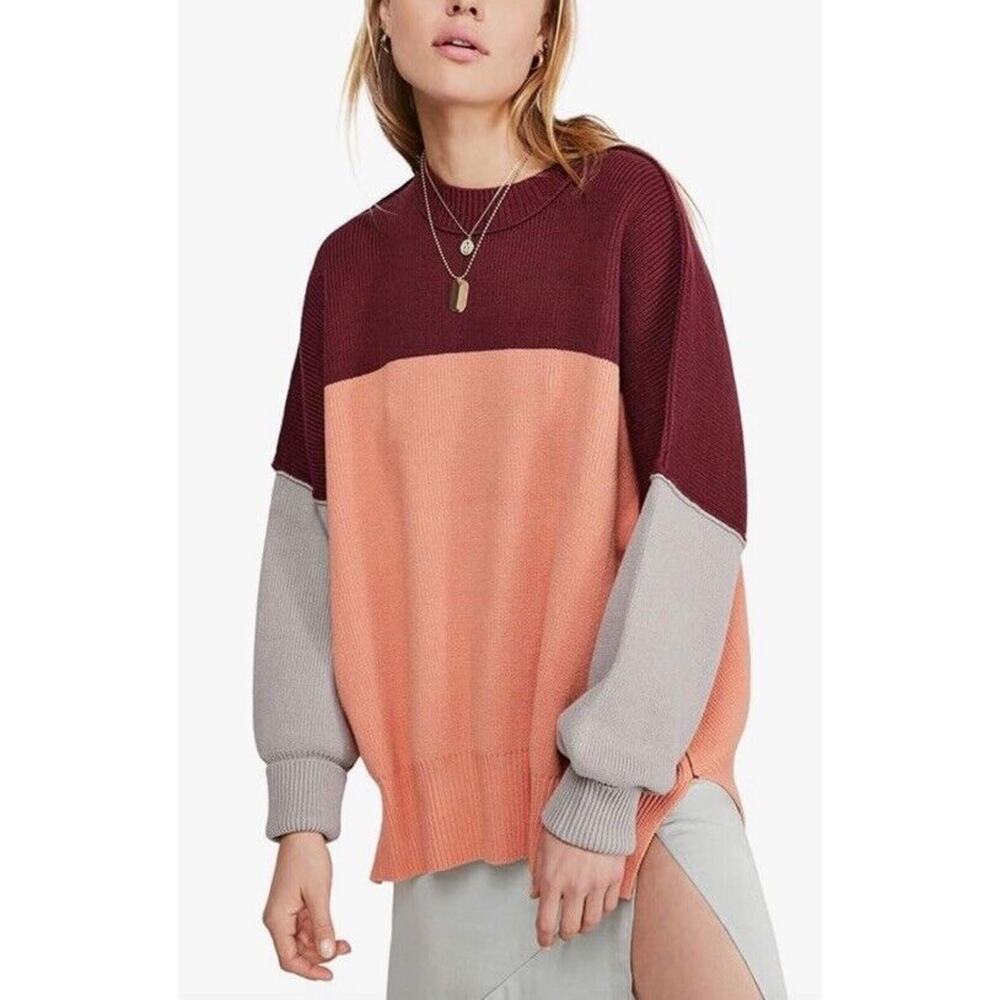 Free People Womens Colorblock Knit Mock Sweater - Picture 6 of 8